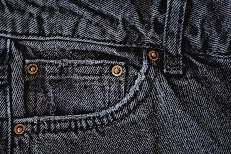 Black Denim Jeans with Pocket and Buttons Stock Photo Image of style