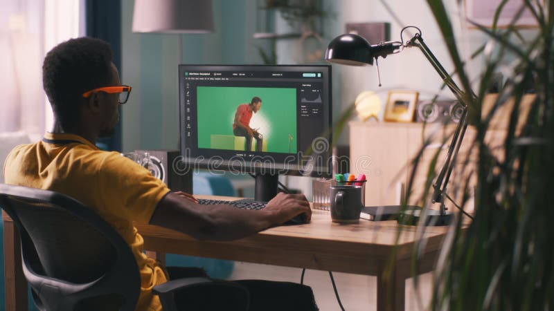 Black designer working with chromakey