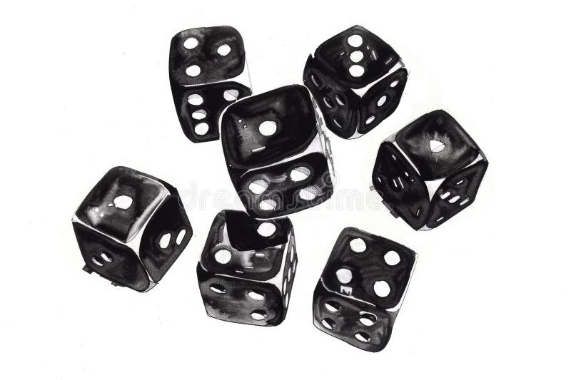 Black dice on a table, suitable for gambling concepts stock image