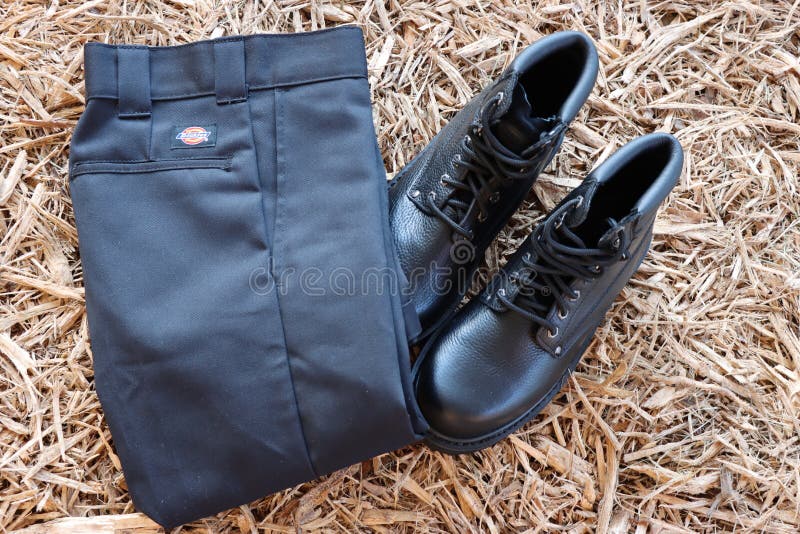 Black Dickies Work Boots And Pants. Editorial Photography - Image Of  Closeup, Boots: 223497617