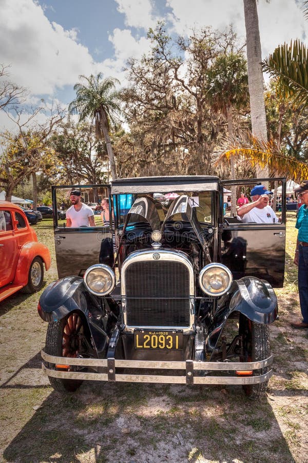 Black 1929 Dodge Brothers Model B at the 10th Annual Classic Car and Craft Show. Estero, Florida, USA - February 23, 2019: Black 1929 Dodge Brothers Model B at royalty free stock photo Black 1929 Dodge Brothers Model B at the 10th Annual Classic Car and Craft Show. Estero, Florida, USA - February 23, 2019: Black 1929 Dodge Brothers Model B at royalty free stock photo