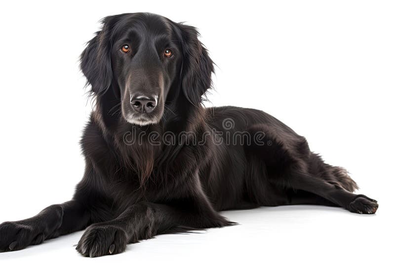 Black Dog on White Background. Generative AI Stock Illustration