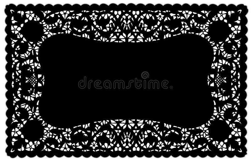 Antique lace doily place mat, black on white background for setting table, Christmas, Valentine's Day, scrapbooks, cake decorating, arts & crafts. EPS8 compatible. Antique lace doily place mat, black on white background for setting table, Christmas, Valentine's Day, scrapbooks, cake decorating, arts & crafts. EPS8 compatible.