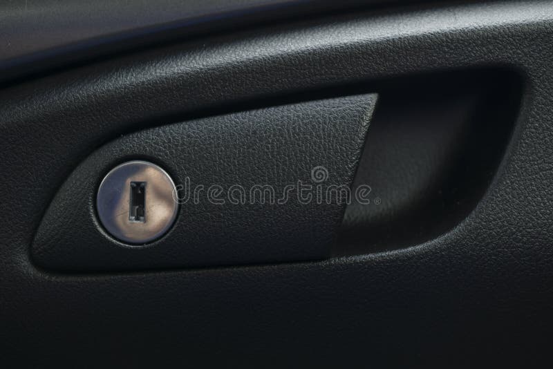 Black Door Handle of Car Interior with Lock Stock Photo Image of