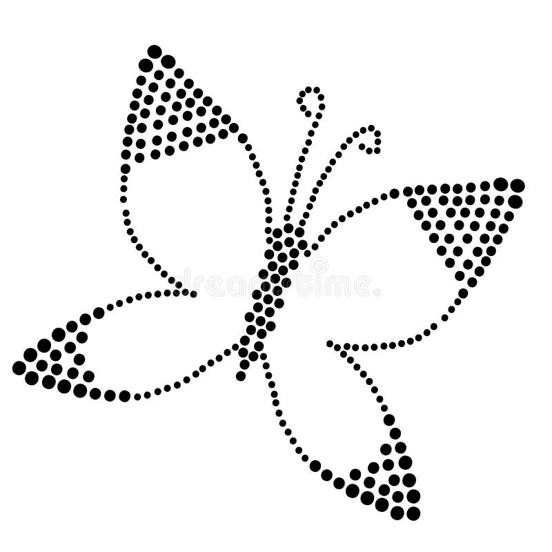 Black Dot Butterfly Isolated on the White Background Stock Vector
