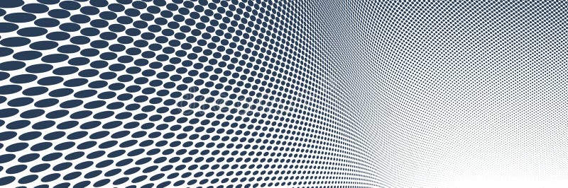 Black dots in 3D perspective vector abstract background, monochrome dotted pattern cool design, wave stream of science technology royalty free illustration