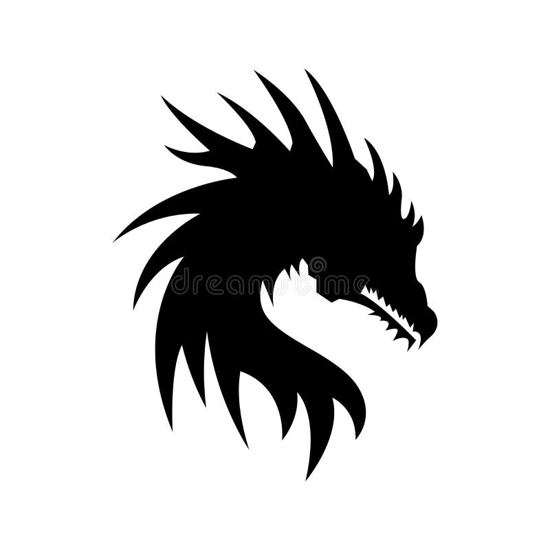 Black Dragon Illustration. Isolated Vector Image, Dragon Head ...