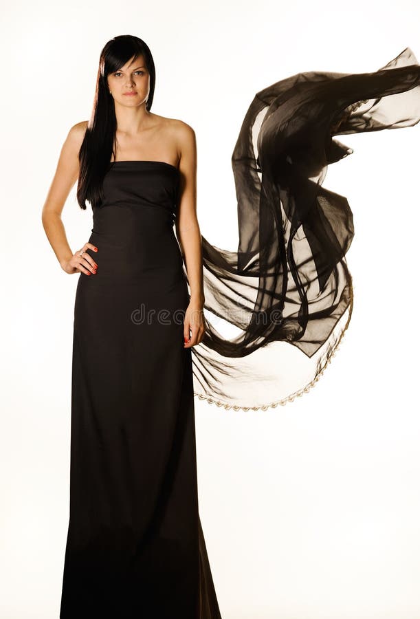 Black dress stock photo. Image of brunette, train, drama - 22312280