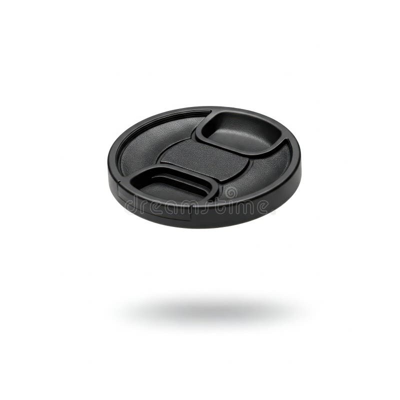 A black DSLR camera lens cap stock illustration