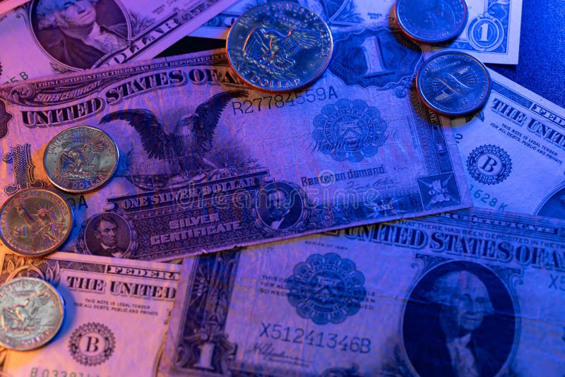 Black Eagle US Dollar Banknote, Historic Paper Money. Eisenhower Dollar