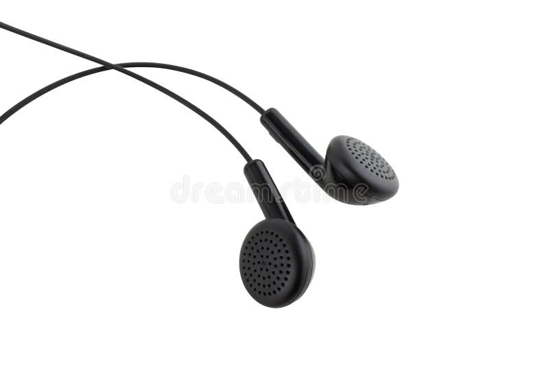 Black earbuds isolated on white background