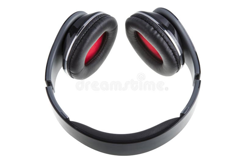 White Earphones with Black Padding Stock Image Image of modern, audio