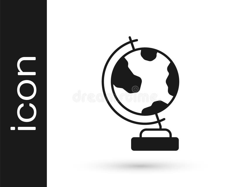 Black Earth Globe Icon Isolated on White Background. Vector Stock