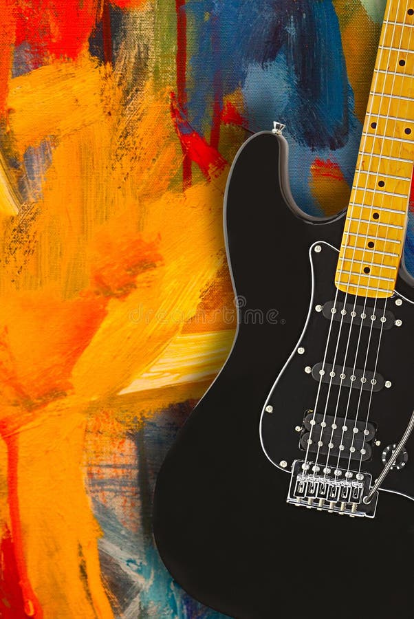 Black electric guitar stock images