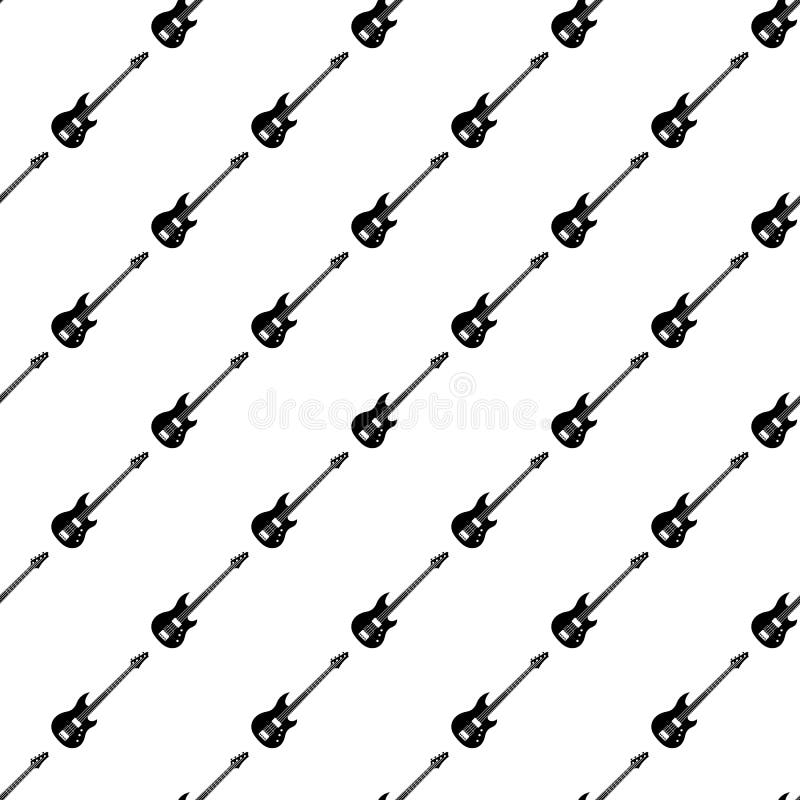 Black Electric Guitar Pattern Seamless Stock Illustration