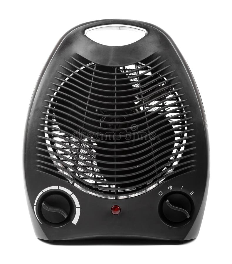Black electric heater isolated on white stock photography