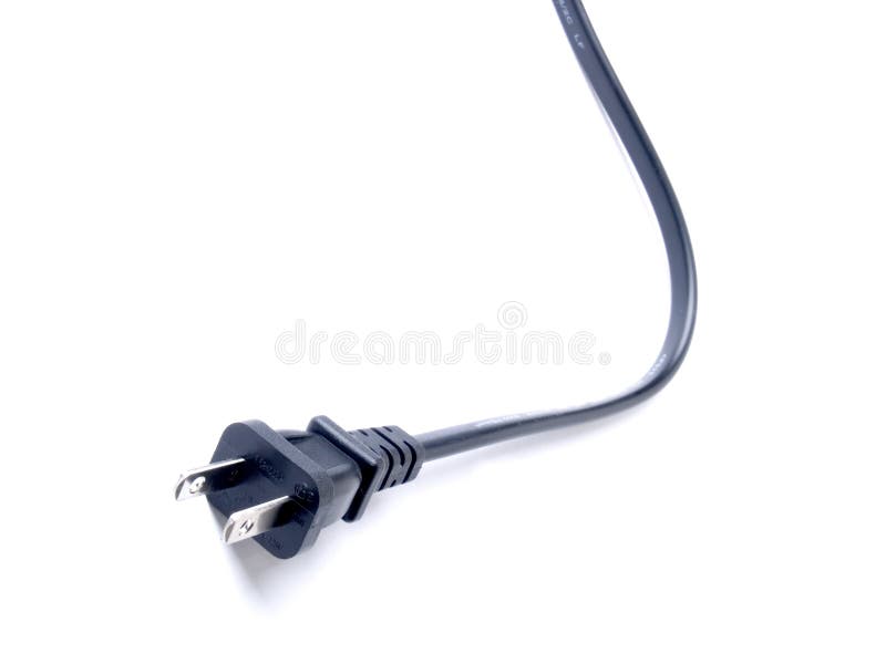 Black electrical cord on white royalty free stock image