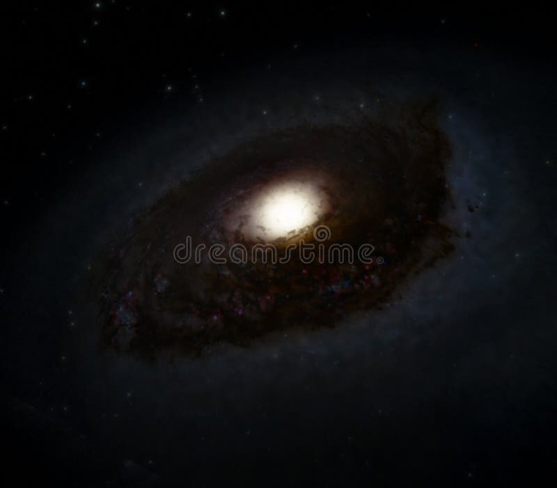 Black Eye Galaxy with Stars 3d Illustration, Deep Space Background
