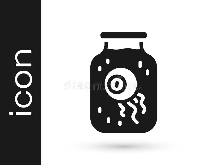 Black Eye in a jar icon isolated on white background. Happy Halloween party. Vector.