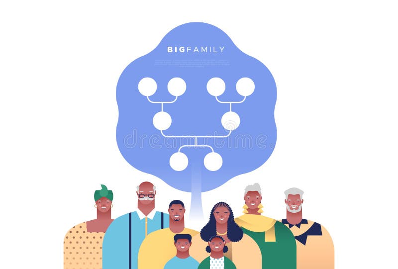 Black Family People Set with Genealogy Tree Template Stock Vector Black Family People Set with Genealogy Tree Template Stock Vector