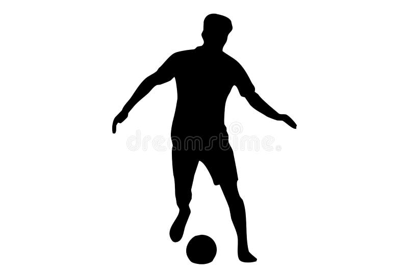 Black Figure of a Football Player with a Ball Stock Illustration