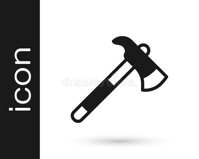 Black Firefighter axe icon isolated on white background. Fire axe. Vector stock illustration