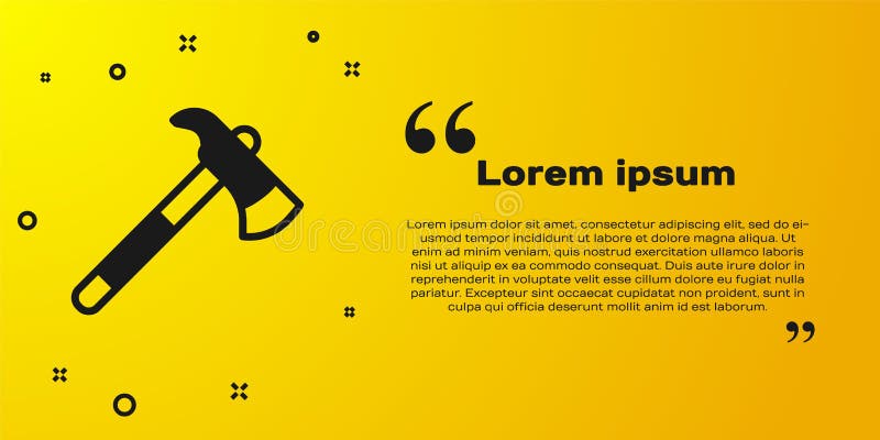 Black Firefighter axe icon isolated on yellow background. Fire axe. Vector stock illustration