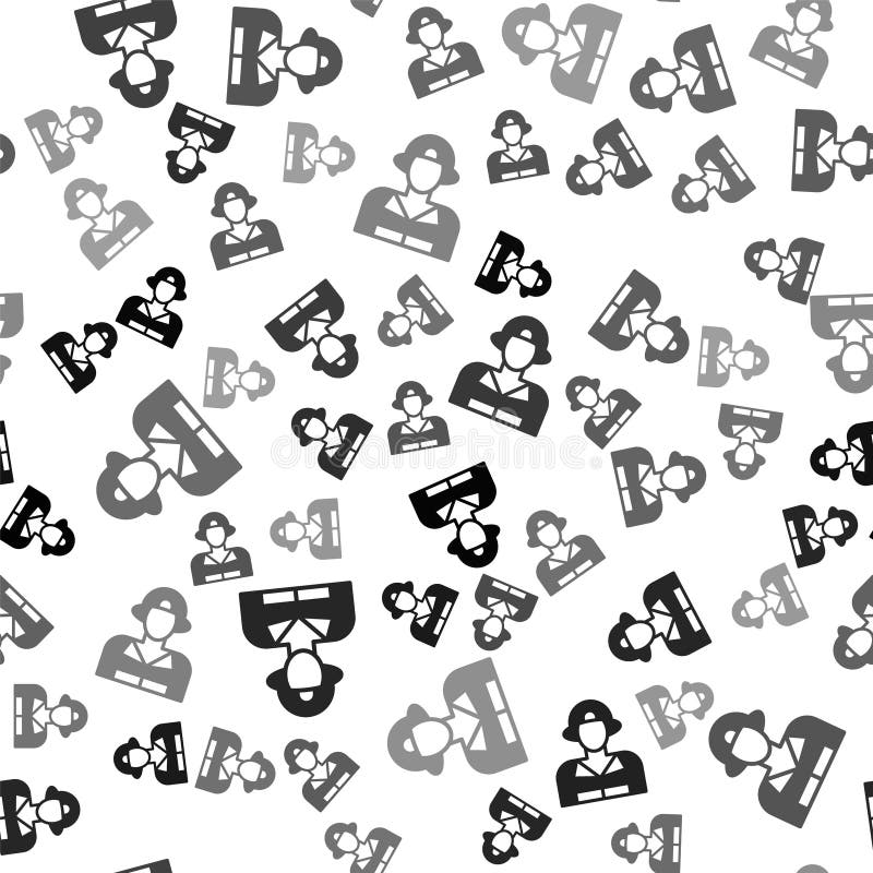 Black Firefighter icon isolated seamless pattern on white background. Vector royalty free illustration