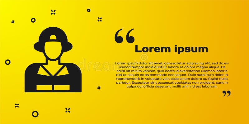 Black Firefighter icon isolated on yellow background. Vector stock illustration
