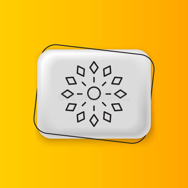 Black Firework icon isolated on yellow background. Concept of fun party. Explosive pyrotechnic symbol. Silver rectangle royalty free illustration