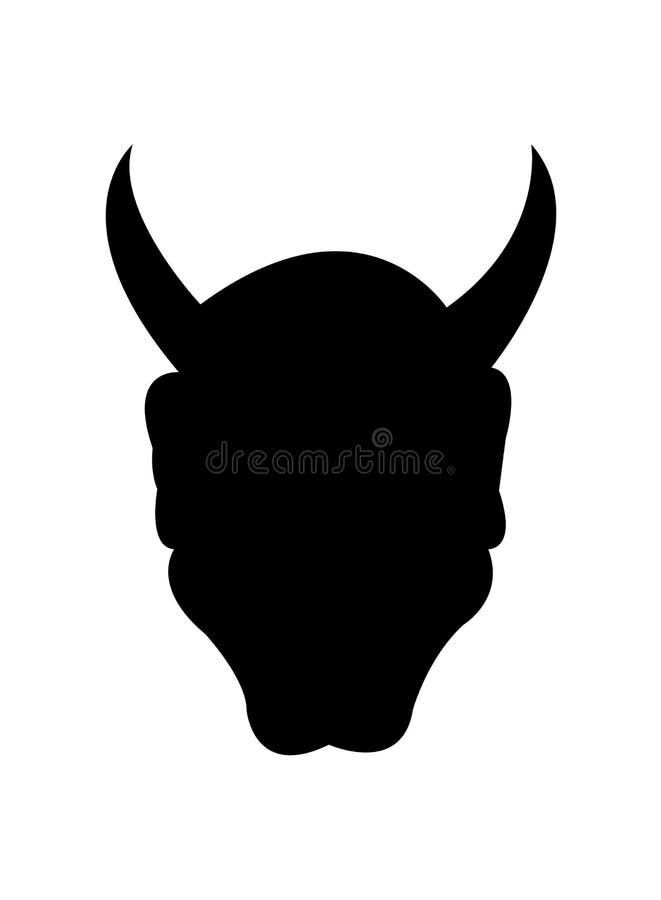 Black devil head silhouette, isolated on white