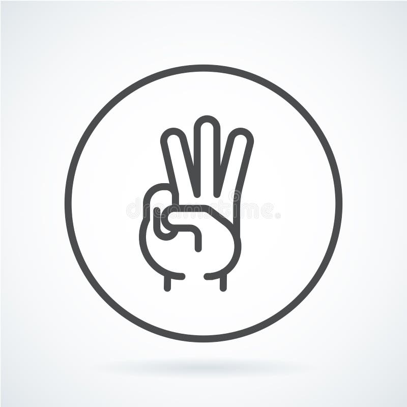 Black flat icon gesture hand of a human three fingers