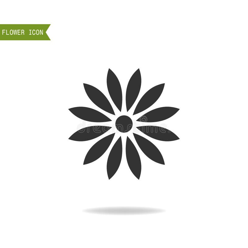 Black flat silhouette, object of flower for logo on white background. vector illustration Black flat silhouette, object of flower for logo on white background. vector illustration