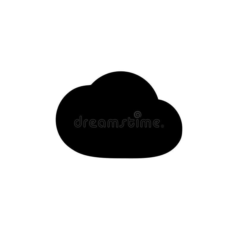 Black flat vector cloud icon isolated stock illustration