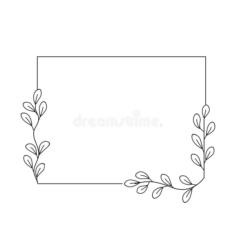 Black Floral Graphics Frames. Wedding Floral Decoration. Laurel Wreath ...