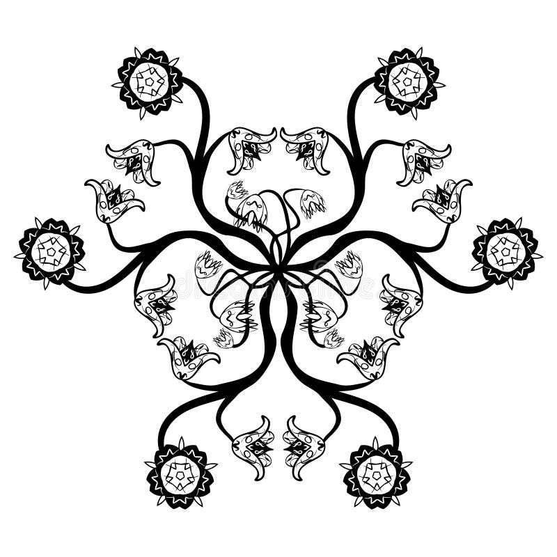 Black Floral Mandala stock vector. Illustration of ethnic - 66150557