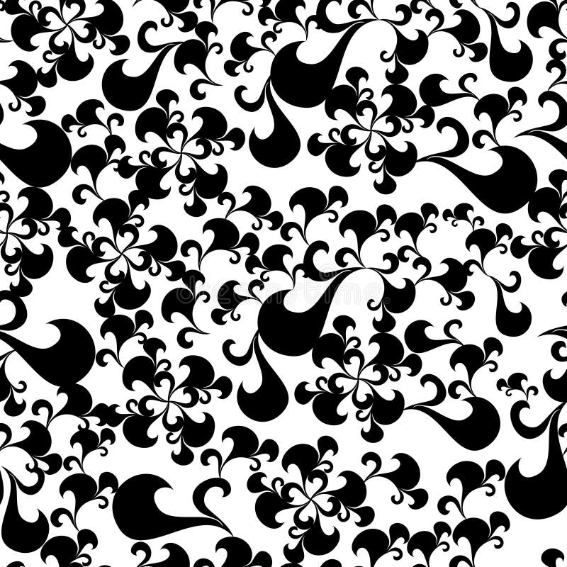 Black floral seamless damask pattern