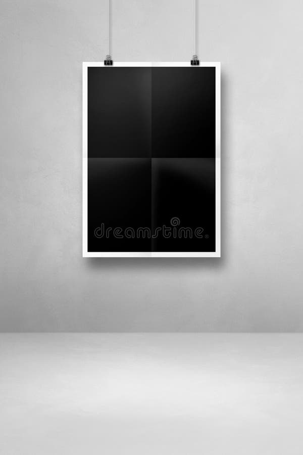 Black Folded Poster Hanging on a Pink Wall with Clips Stock Image Image of clip, design 228573529