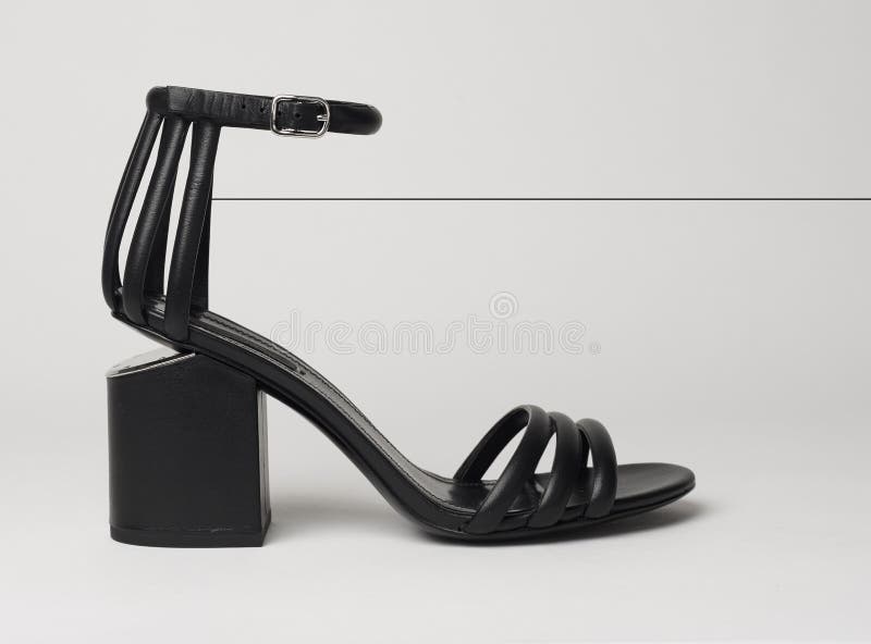 Black Formal Heels for Womenâ€™s with Multiple Straps and White ...