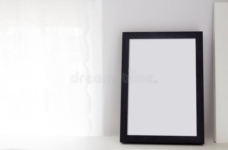 Black Frame with Place for Text with Lamp. Stock Photo Image of