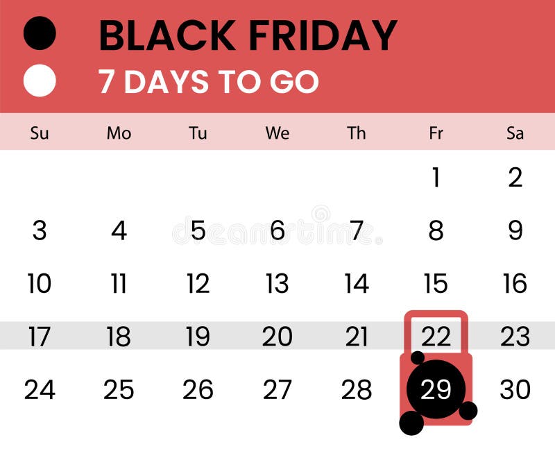 Black Friday Banner As Calendar with Countdown Stock Vector