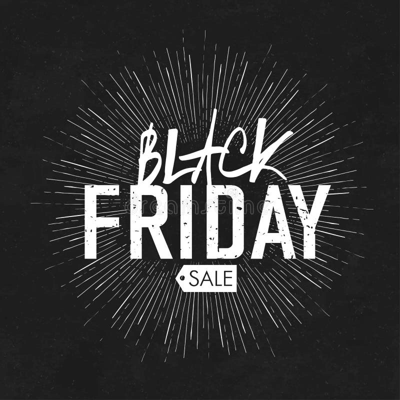 Black Friday Calligraphic Typography on Vintage Rays Background Stock