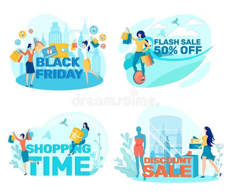 Black friday, mega sale banner, scene with a crowd, women and men running  with shopping bags. Sale concept design Stock Vector by ©marish 422017638