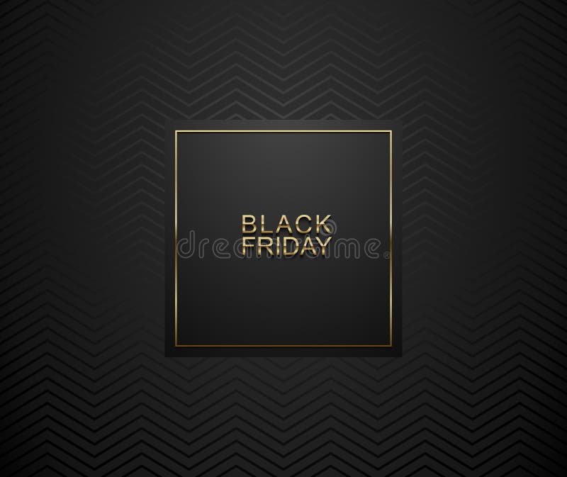 Black Friday lyxbaner Guld- text på etikettram för svart fyrkant Mörk geometrisk bakgrund för sicksackmodell också vektor för cor vektor illustrationer