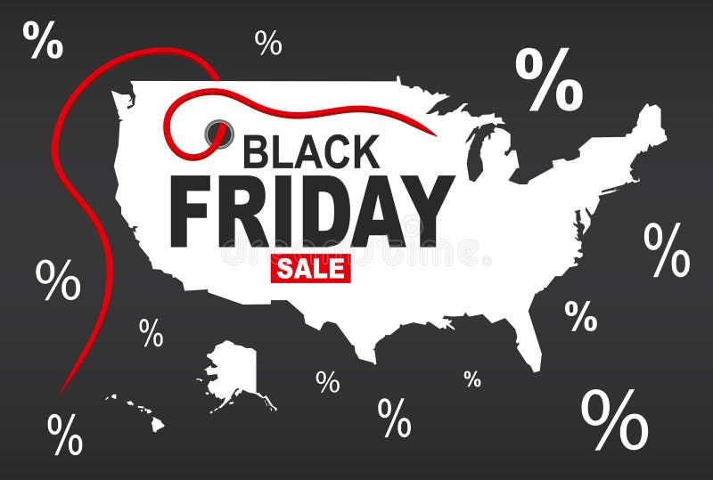 Black Friday Map USA White Stock Illustration Illustration of