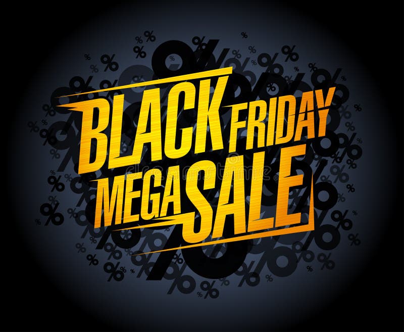 Black friday mega sale banner concept vector illustration
