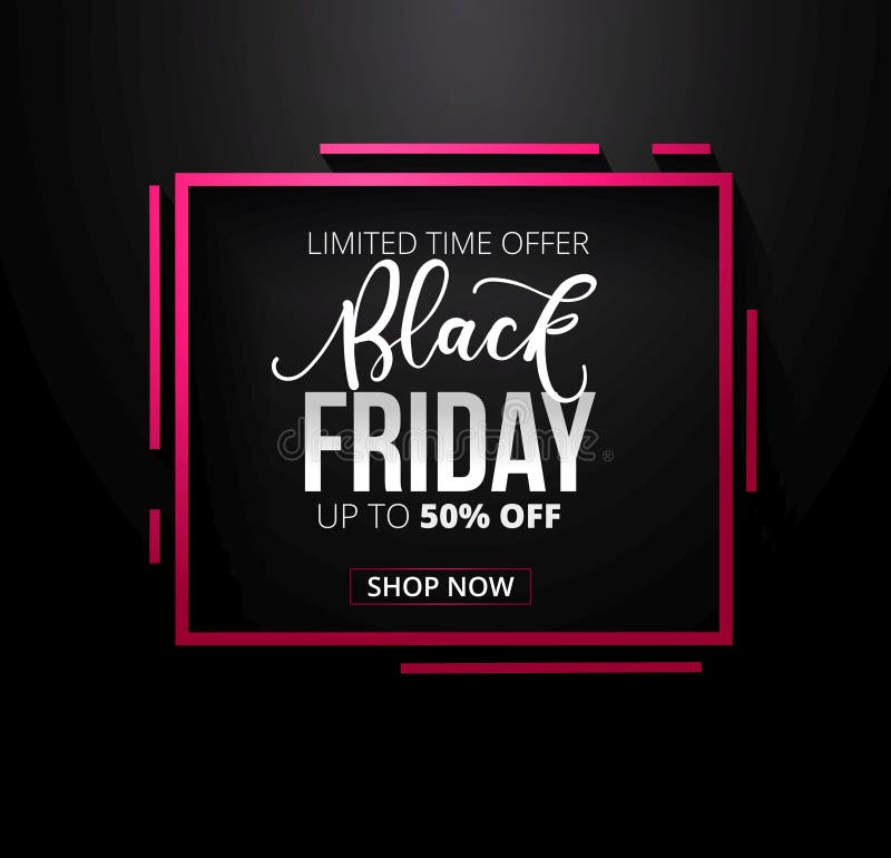 Black friday promotional banner design with geometric shapes and dark background. Black friday sale banner concept. Minimalistic vector illustration Black friday promotional banner design with geometric shapes and dark background. Black friday sale banner concept. Minimalistic vector illustration