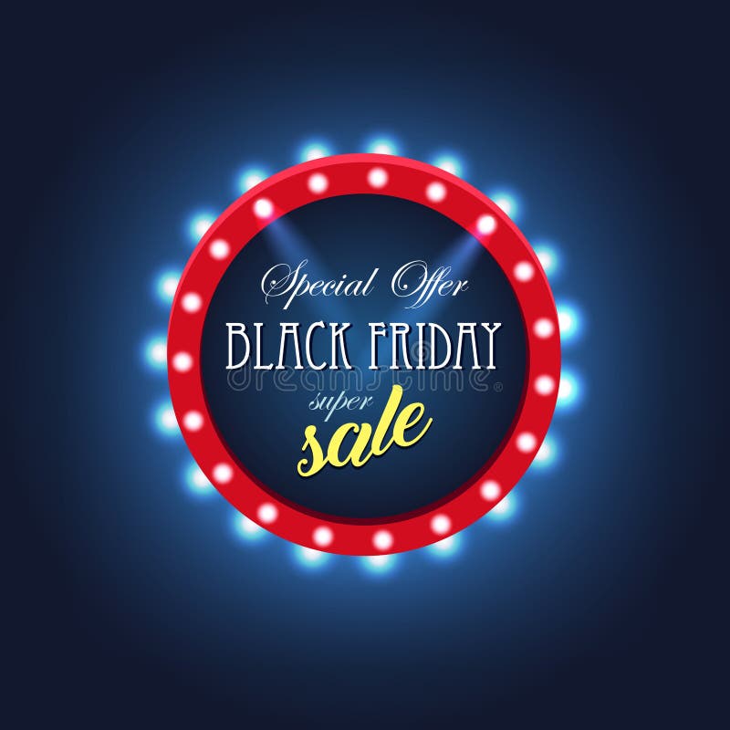 Black Friday retro ljus ram försäljning varmt avtal vektor illustrationer Black Friday retro ljus ram försäljning varmt avtal vektor illustrationer