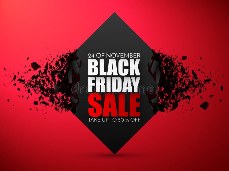Black Friday Sale Abstract Background. Vector Banner with explosion effect. stock illustration
