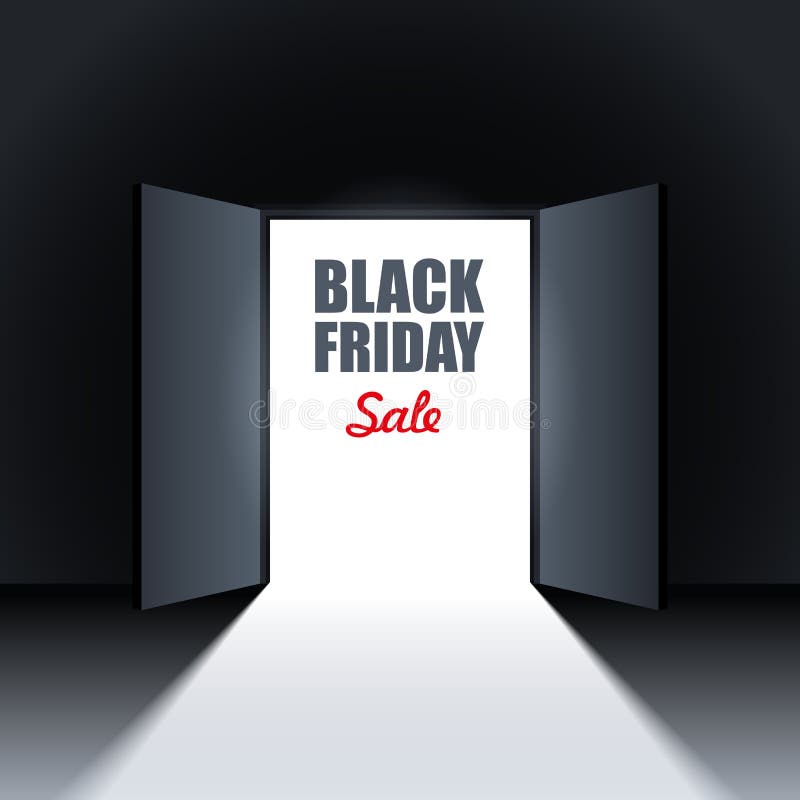 Black Friday Sale Background with Open Doors Stock Vector Illustration of sale, element 61799830
